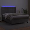vidaXL Cama box spring c/ colchão/LED 140x190cm couro artificial cinza