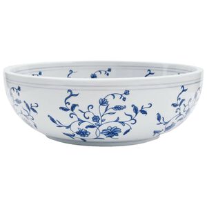 vidaXL Lavat&oacute;rio de bancada redondo &Phi;41x14 cm cer&acirc;mica branco e azul