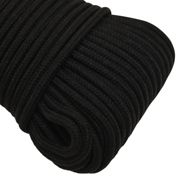 vidaXL Corda de trabalho 4 mm 25 m poli&eacute;ster preto