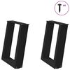 vidaXL P&eacute;s para mesa de centro em formato de U, 2 pe&ccedil;as, preto, 28x(42-43) cm, a&ccedil;o