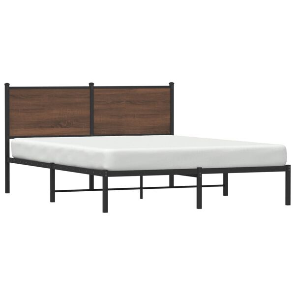 vidaXL Estrutura de cama sem colchão 137x190cm metal carvalho castanho