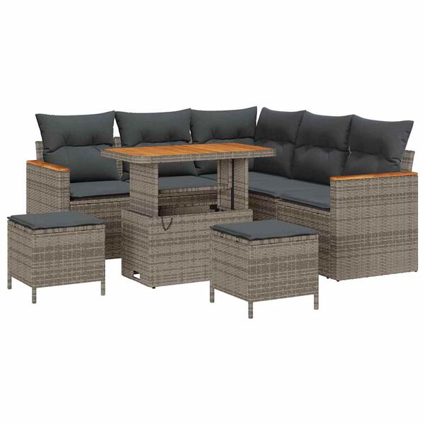 vidaXL Conjunto de Sof&aacute; de Jardim 8 pcs Cinzeto Rattan Sint&eacute;tico