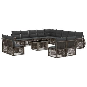 vidaXL Conjunto de Sof&aacute; de Jardim 14 unid. Cinza e Cinza Escuro