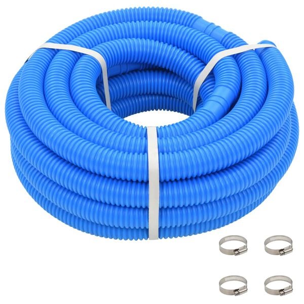 vidaXL Mangueira de piscina com braçadeiras azul 38 mm 12 m