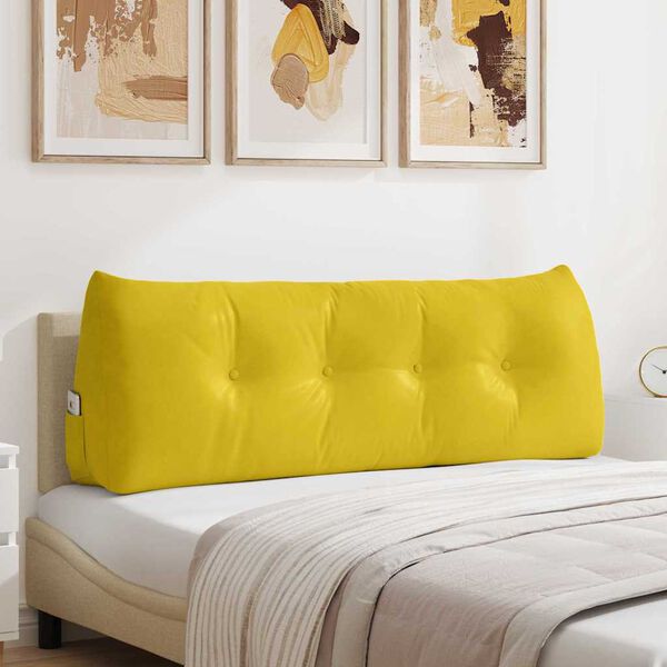 vidaXL Travesseiro para Costas Amarelo 140 x 24 x 50 cm Veludo
