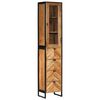 vidaXL Arm&aacute;rio p/ casa de banho 40x27x190 cm ferro e ac&aacute;cia maci&ccedil;a