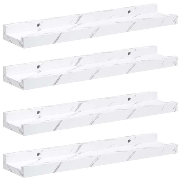 vidaXL Prateleira de Parede 4 pcs M&aacute;rmore Branco 40 x 9 x 3 cm