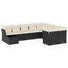vidaXL 10 pcs conjunto sof&aacute;s de jardim c/ almofad&otilde;es vime PE preto