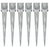 vidaXL Estacas de enterrar 6 pcs 14x14x91 cm a&ccedil;o galvanizado prateado