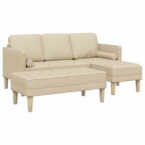 vidaXL Conjunto de Sof&aacute;s 2 unid. Creme Poli&eacute;ster