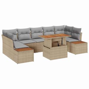 vidaXL Conjunto de Sof&aacute; de Jardim 8 unid. Bege e Cinza