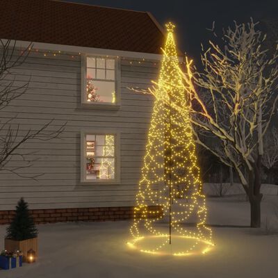 vidaXL Árvore de Natal c/ poste metal 1400 luzes LED 5 m branco quente