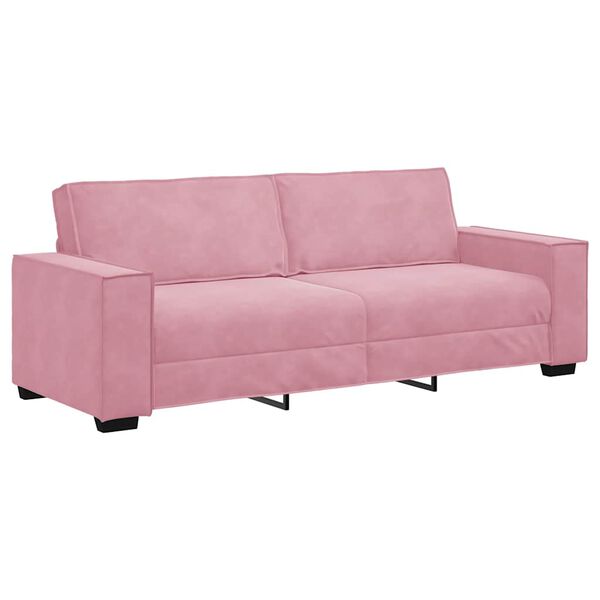 vidaXL Sof&aacute; de 3 lugares 220x78x84 cm veludo rosa