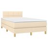 vidaXL Cama box spring c/ colch&atilde;o e LED 120x200 cm tecido cor creme