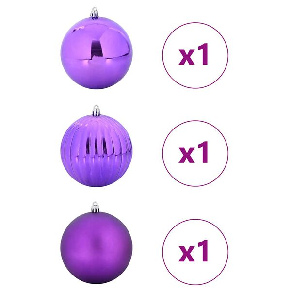 vidaXL Conjunto de Bolas de Natal XXL 3 pcs Lil&aacute;s Pl&aacute;stico