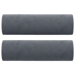vidaXL Almofadas decorativas 2 pcs &Oslash;15x50 cm veludo cinzento-escuro
