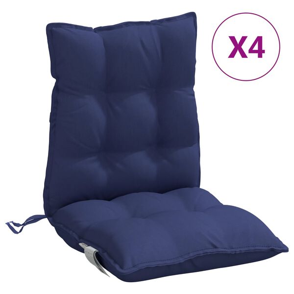 vidaXL Almofad&otilde;es cadeira encosto baixo 4 pcs oxford azul-marinho