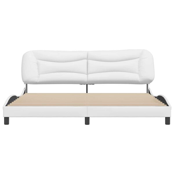 vidaXL Estrutura de cama sem colch&atilde;o Hvar couro artificial 200x200 cm branco