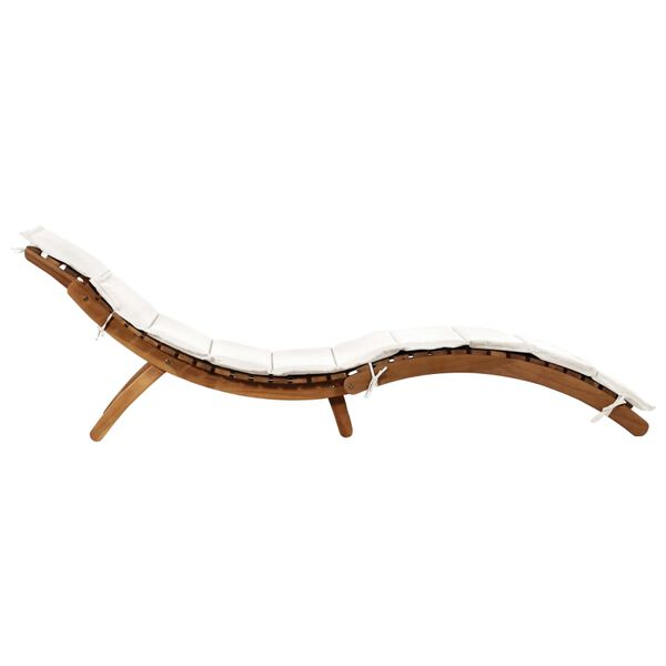 vidaXL Espregui&ccedil;adeira c/ almofad&otilde;es creme ac&aacute;cia maci&ccedil;a