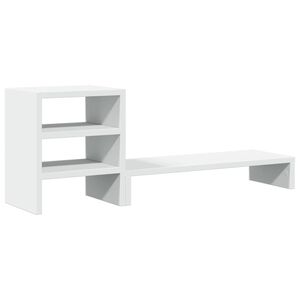 vidaXL Suporte monitor c/ organizador secret&aacute;ria deriv. madeira branco