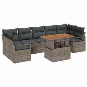 vidaXL Conjunto de Sof&aacute; de Jardim com almofada 8 pcs Cinza e Marrom
