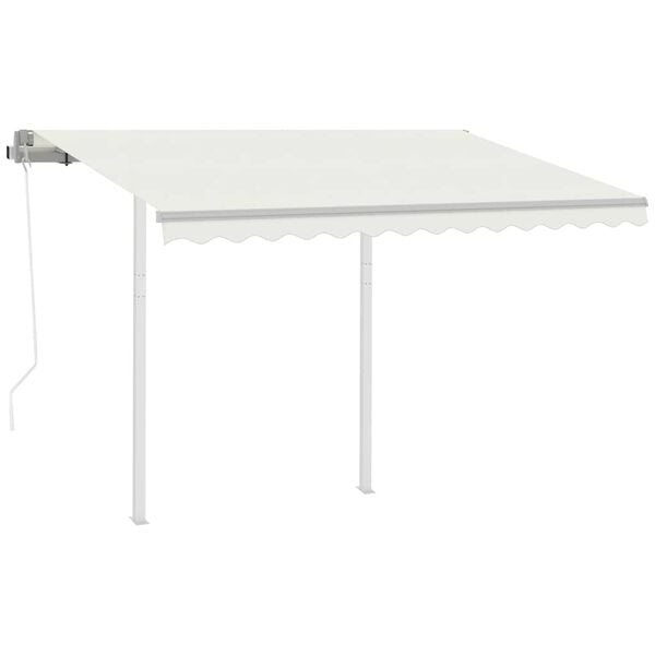 vidaXL Toldo retrátil automático com postes 3x2,5 m cor creme