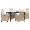 vidaXL Conjunto de Jantar para Jardim com almofada 5 pcs Bege vime PE