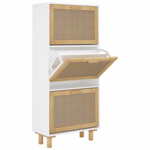 vidaXL Sapateira 52x25x115 cm derivados de madeira/vime natural branco