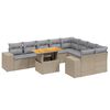 vidaXL 10 pcs conjunto de sof&aacute;s p/ jardim com almofad&otilde;es vime PE bege