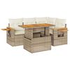 vidaXL 5 pcs conj. sof&aacute;s p/ jardim c/ almofad&otilde;es vime PE/ac&aacute;cia bege