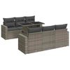 vidaXL 7 pcs conjunto sof&aacute;s p/ jardim c/ almofad&otilde;es vime PE cinzento