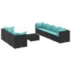 vidaXL 8 pcs conjunto lounge de jardim c/ almofad&otilde;es vime PE preto