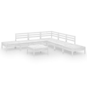 vidaXL 8 pcs conjunto lounge de jardim pinho maci&ccedil;o branco
