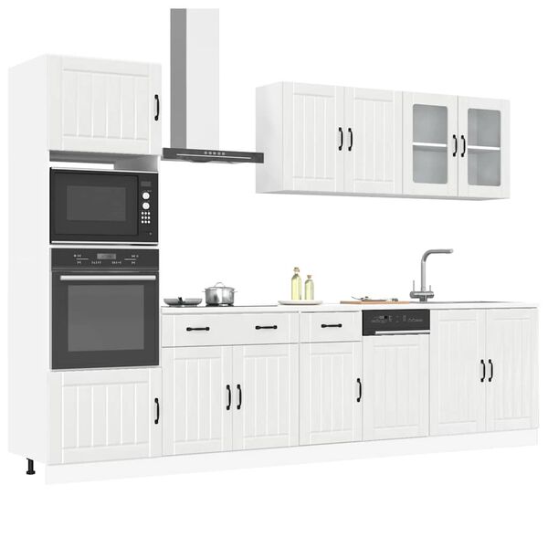 vidaXL 7 pe&ccedil;as arm&aacute;rio de cozinha conjunto Lucca branco brilhante