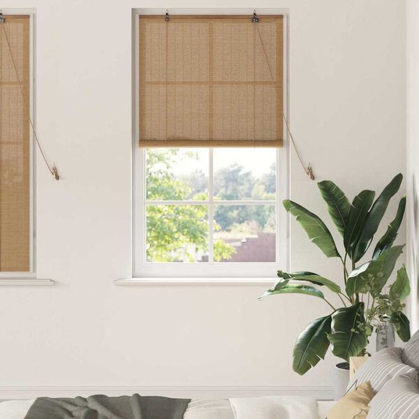 vidaXL Estores de rolo com cortinas Manual Castanho 80 x 160 cm Bambu