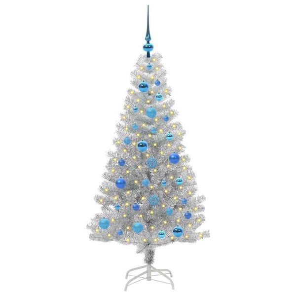vidaXL Árvore de Natal com 150 LEDs com suporte Prateado 150 cm PET
