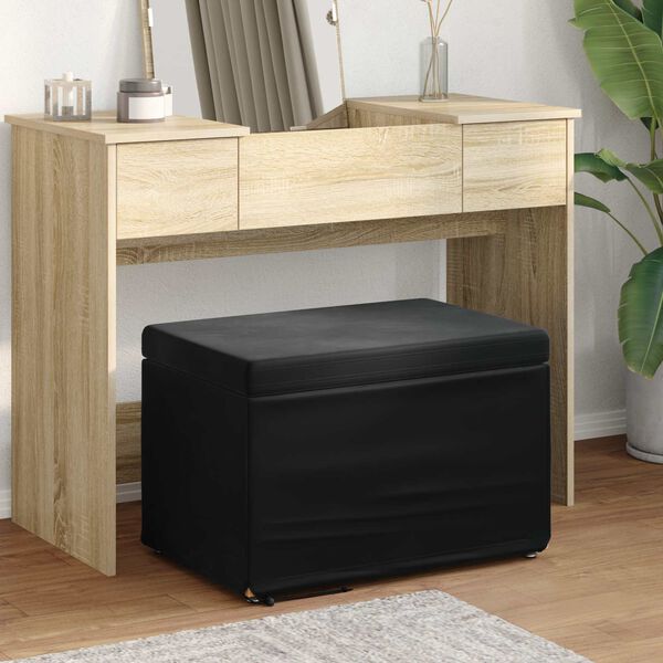 vidaXL Banqueta Preto 61 x 41 x 40 cm Veludo e Madeira de Engenharia