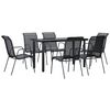 vidaXL 7 pcs conjunto de jantar para jardim a&ccedil;o e textilene preto