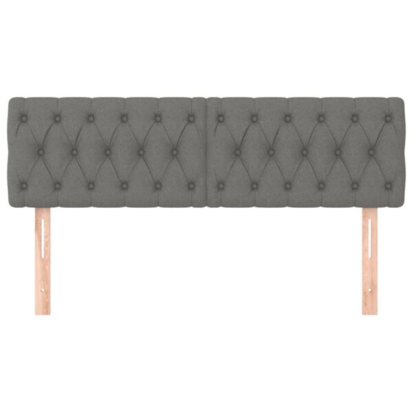 vidaXL Cabeceiras cinzento-escuro 160x7x78/88 cm tecido