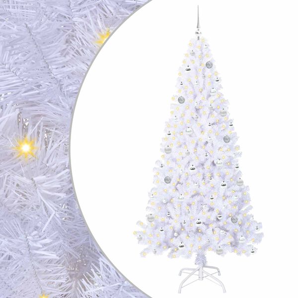 vidaXL &Aacute;rvore de Natal Artificial com 300 LEDs Branco 210 cm PVC e A&ccedil;o