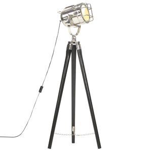 vidaXL Candeeiro de ch&atilde;o trip&eacute; 97 cm madeira mangueira maci&ccedil;a preto