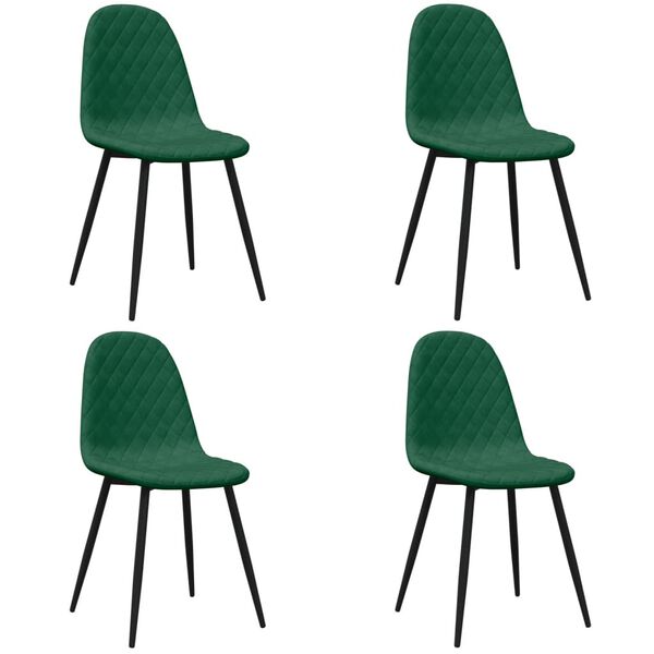 vidaXL Cadeiras de jantar 4 pcs veludo verde-escuro
