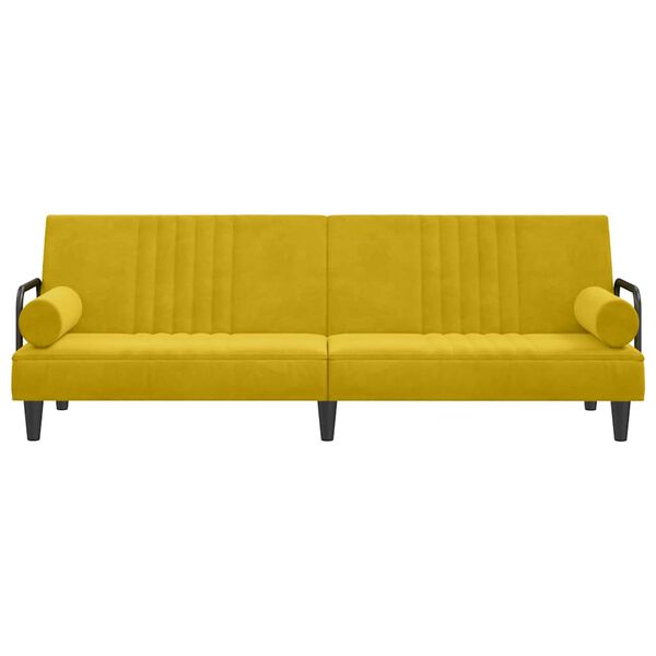 vidaXL Sof&aacute;-cama com apoio de bra&ccedil;os veludo amarelo