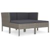 vidaXL 4 pcs conjunto lounge de jardim c/ almofad&otilde;es vime PE cinzento