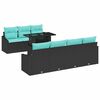 vidaXL Conjunto de Sof&aacute; de Jardim 8 unid. Preto e Azul vime PE