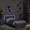 vidaXL Estrutura cama c/ cabeceira/luzes LED 100x200 cm cinza cimento
