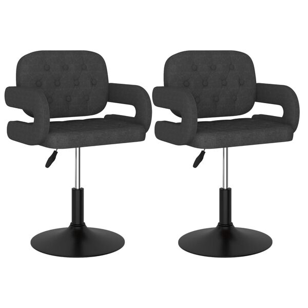 vidaXL Cadeiras de jantar girat&oacute;rias 2 pcs tecido cinzento-escuro