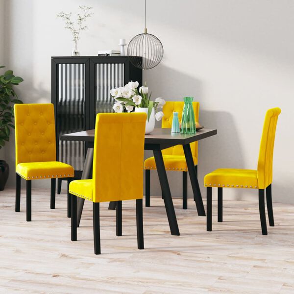 vidaXL Cadeiras de jantar 4 pcs veludo amarelo