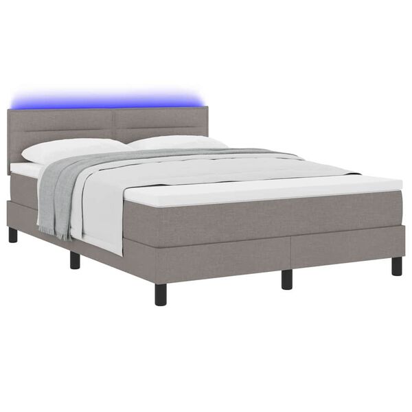 vidaXL Cama Box com colch&atilde;o Cinzento-acastanhado 140 x 190 cm tecido