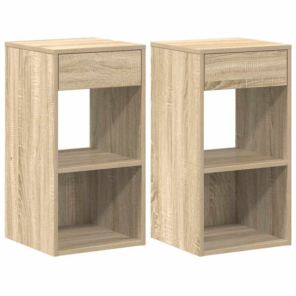 vidaXL Mesas de cabeceira com gaveta 2pcs 35x34x66,5cm carvalho sonoma